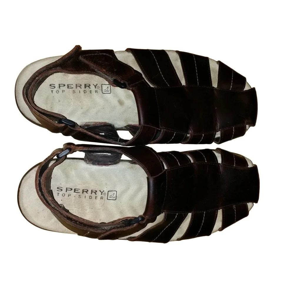 Sperry Top-Sider Mens 11 Fisherman Sandals Brown Leather Casual‎ Summer Shoes